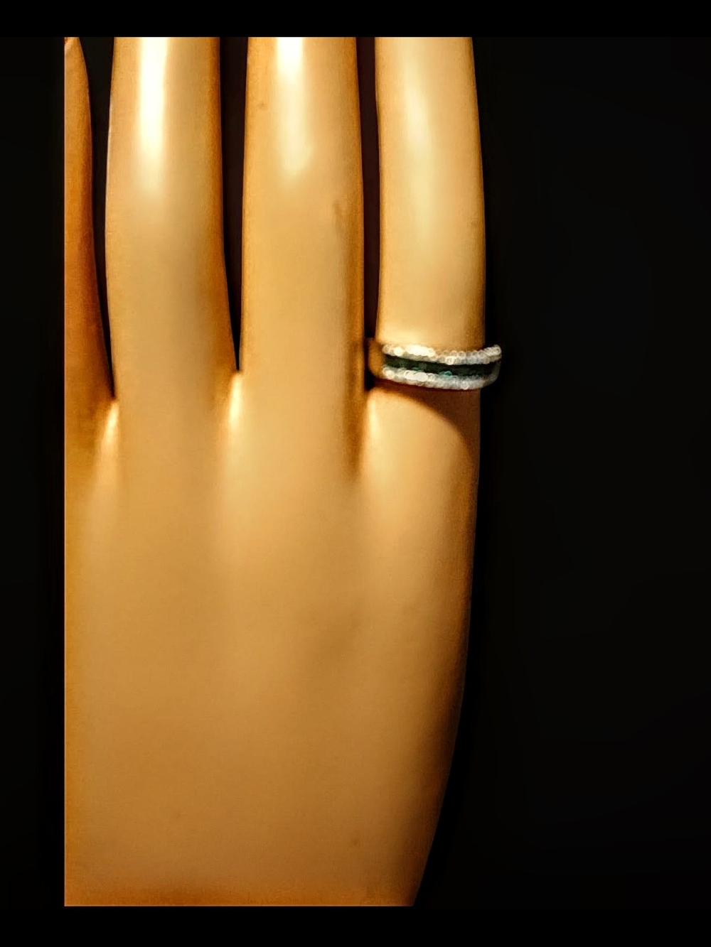 Green and Silver Stackable Ring -